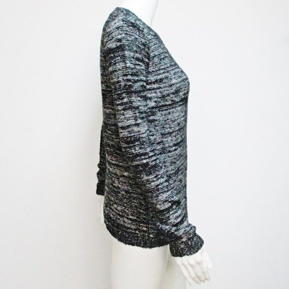 Aqua Bloomingdale's Asymmetrical Hem Sweater Black White Small - Picture 3 of 7